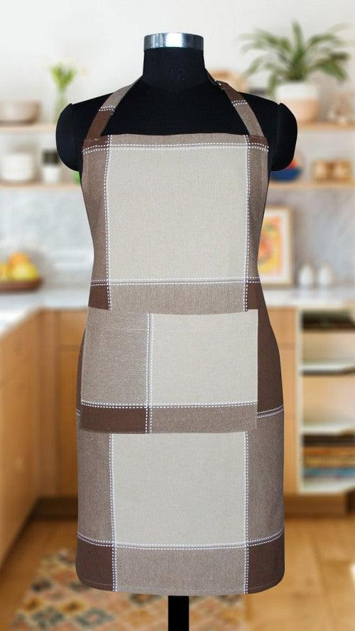 Cotton 4 Way Dobby Brown Free Size Apron