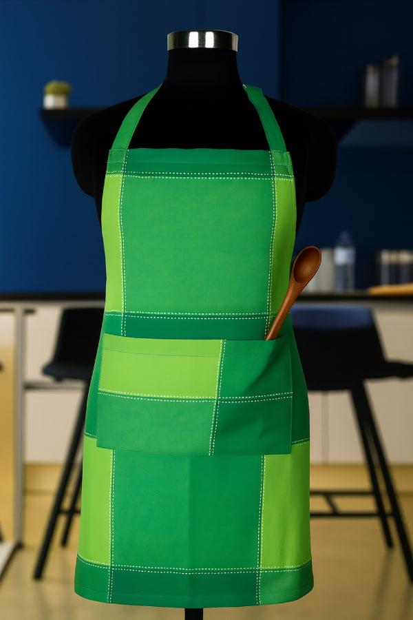 Cotton 4 Way Dobby Green Free Size Apron