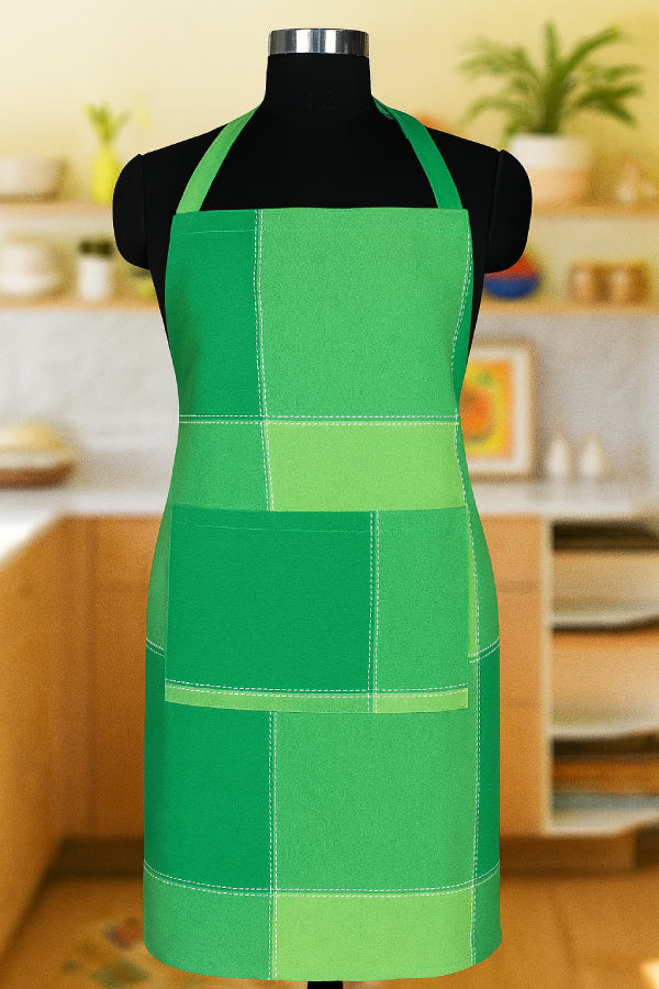 Cotton 4 Way Dobby Green Free Size Apron