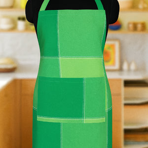 Cotton 4 Way Dobby Green Free Size Apron