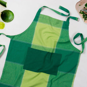 Cotton 4 Way Dobby Green With Solid Pocket Free Size Apron