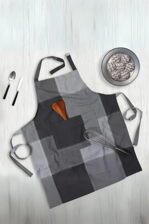 Cotton 4-Way Dobby Grey Free Size Apron