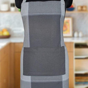 Cotton 4 Way Dobby Grey With Solid Pocket Free Size Apron