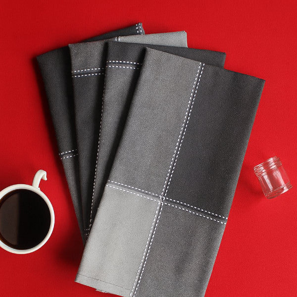 Cotton 4 Way Dobby Grey Kitchen Towels Pack Of 4