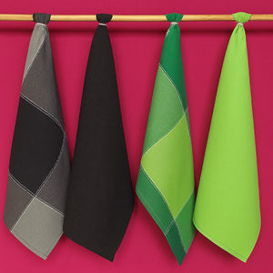 Cotton 4 Way Dobby Grey and Green Kitchen Towels Pack Of 4 freeshipping - Airwill