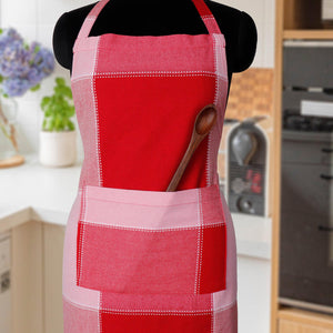 Cotton 4 Way Dobby Red Free Size Apron