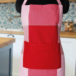 Cotton 4 Way Dobby Red With Solid Pocket Free Size Apron