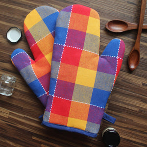 Cotton Adukalam Check Oven Gloves Pack Of 2
