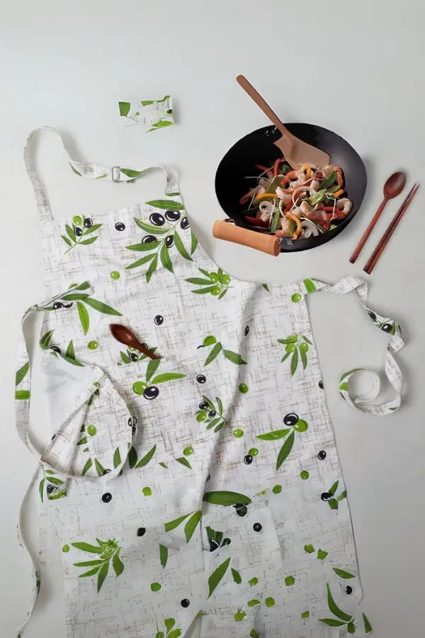 Cotton Anjoe Olive Leaf Free Size Apron