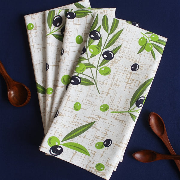 Cotton Anjoe Olive Leaf Kitchen Towels Pack Of 4