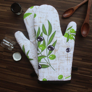 Cotton Anjoe Olive Leaf Oven Gloves Pack Of 2