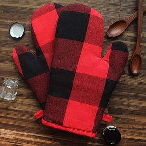 Cotton Big Check Oven Gloves Pack of 2