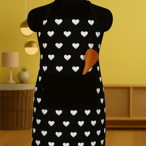 Cotton Black Heart with Solid Pocket Free Size Apron