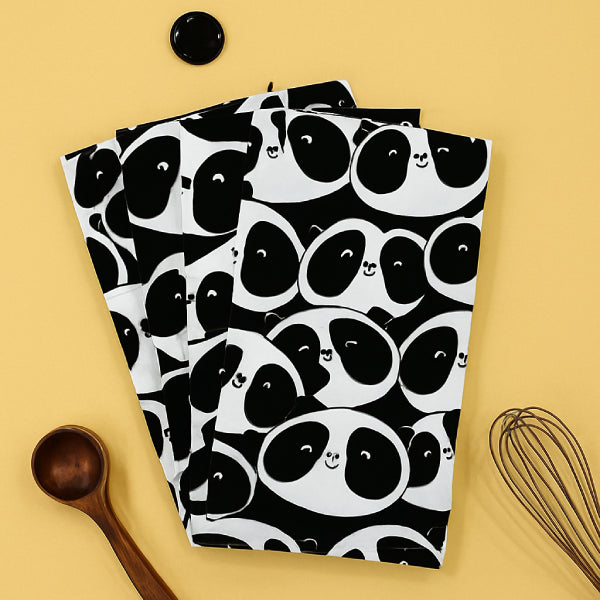 Cotton Black Panda Kitchen Towels Pack Of 4