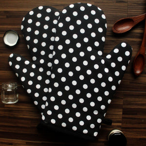Cotton Black Polka Dot Oven Gloves Pack Of 2