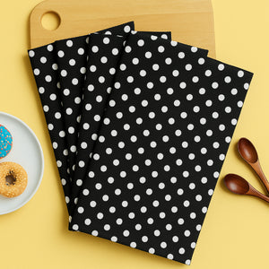 Cotton Black Polka Dot kitchen Towels Pack Of 4 freeshipping - Airwill