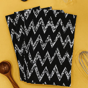 Cotton Black Zig-Zag Kitchen Towels Pack Of 4 freeshipping - Airwill