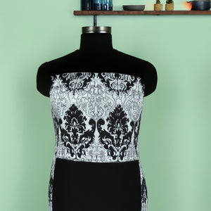 Cotton Black and White Damask with Solid Pocket Free Size Apron