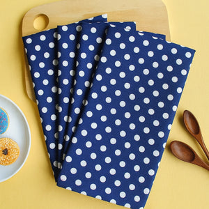 Cotton Blue Polka Dot Kitchen Towels Pack Of 4 freeshipping - Airwill