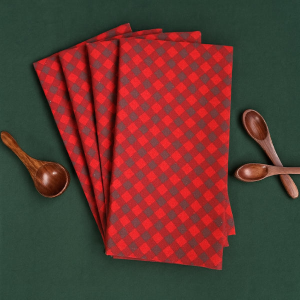 Cotton Buffalo Cross Kitchen Towels Pack Of 4