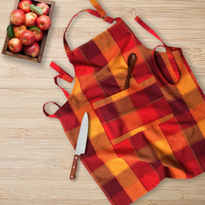 Cotton Check Dobby Red Free Size Apron