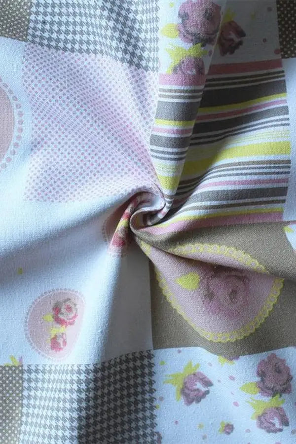 Cotton Check Flower Free Size Apron