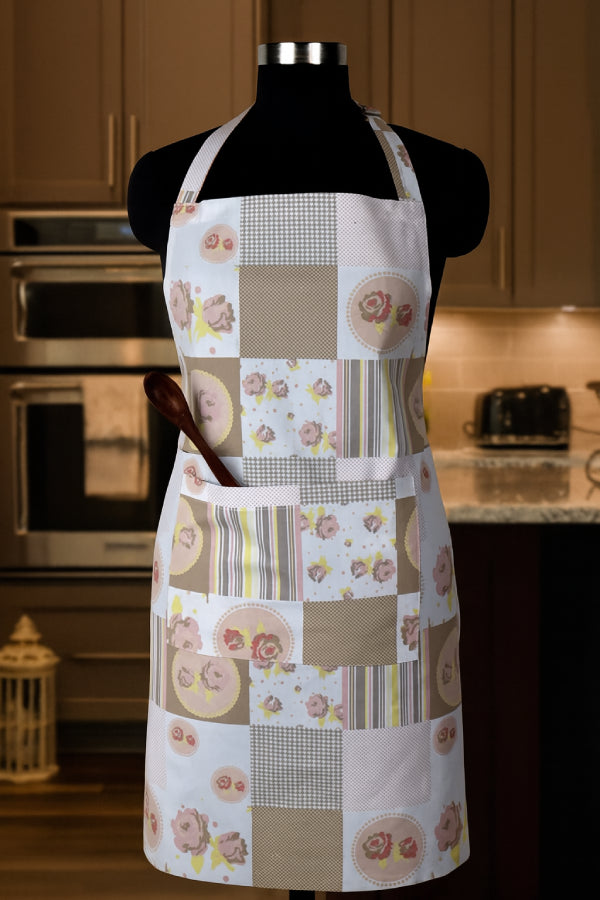 Cotton Check Flower Free Size Apron