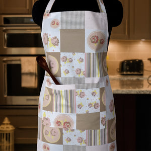 Cotton Check Flower Free Size Apron