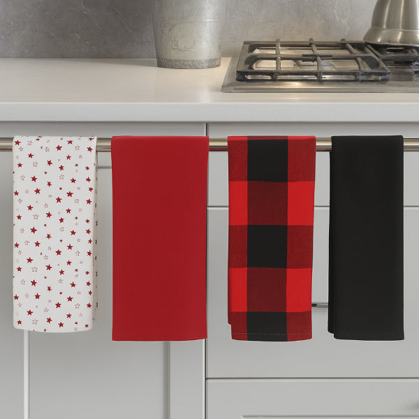 Cotton Check Star Kitchen Towels Pack Of 4