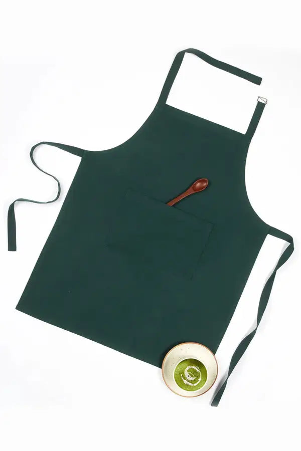 Cotton Christmas Free Size with Adjustable Buckle Solid Green Apron