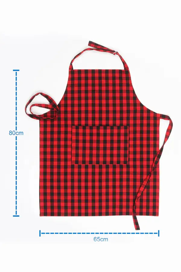 Cotton Christmas Check Free Size with Adjustable Buckle Apron
