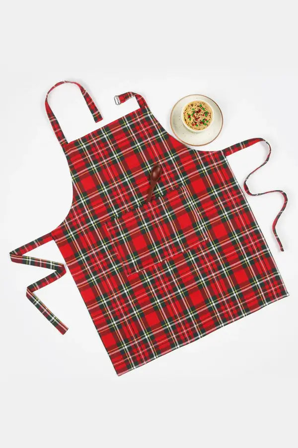 Cotton Xmas Check Free Size with Adjustable Buckle Apron