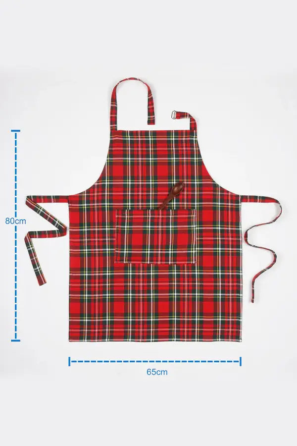 Cotton Xmas Check Free Size with Adjustable Buckle Apron