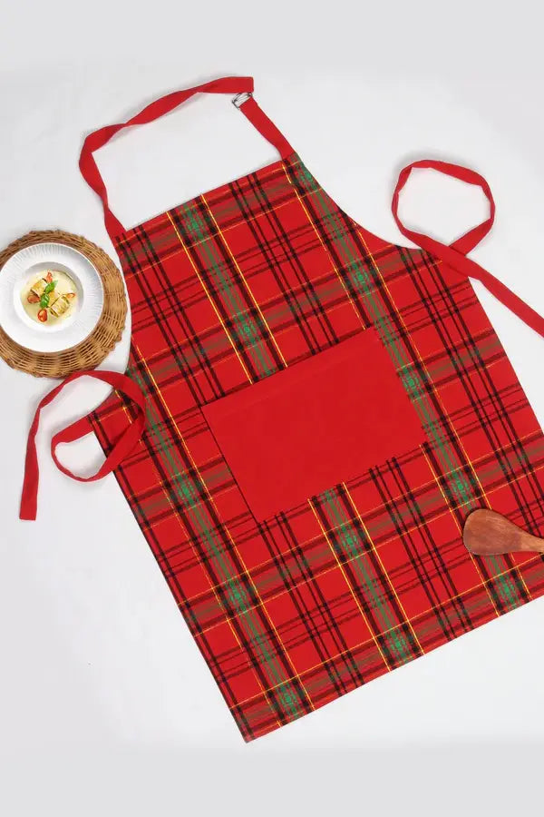Cotton Christmas Check Free Size Apron