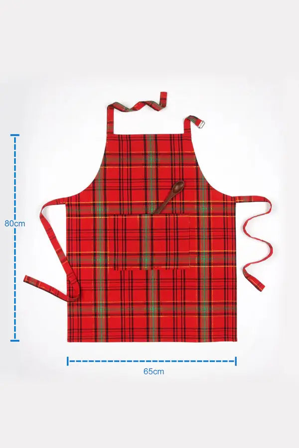 Cotton Christmas Check Free Size Apron