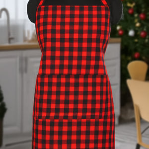 Cotton Christmas Check Free Size with Adjustable Buckle Apron