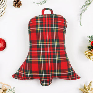 Cotton Christmas Checks with Sentiment Designed, Bell / Candy / Star / Tree Shaped Cushion with Recron Filled