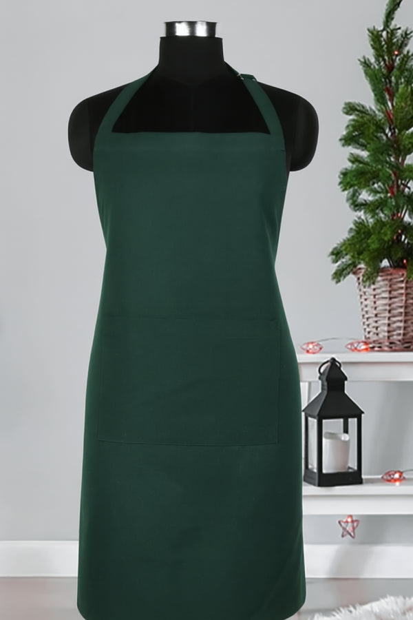 Cotton Christmas Free Size with Adjustable Buckle Solid Green Apron