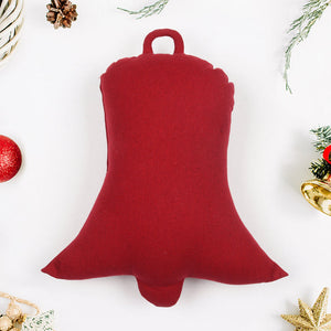 Cotton Christmas Solid Red Pattern Designed, Bell / Candy / Star / Tree Shaped Cushion with Recron Filled