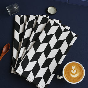 Cotton Classic Diamond Black Kitchen Towels Pack Of 4 freeshipping - Airwill