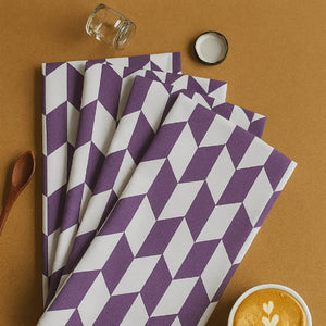 Cotton Classic Diamond Purple Kitchen Towels Pack Of 4 freeshipping - Airwill