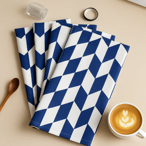 Cotton Classic Diamond Royal Blue Kitchen Towels Pack Of 4 freeshipping - Airwill