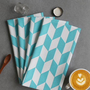 Cotton Classic Diamond Sea Blue Kitchen Towels Pack Of 4 freeshipping - Airwill
