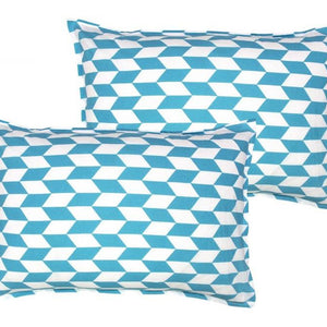 Cotton Classic Diamond Sea Blue Pillow Covers Pack Of 2