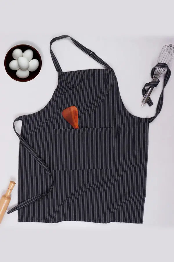Cotton Designer Stripe Black Free Size Apron