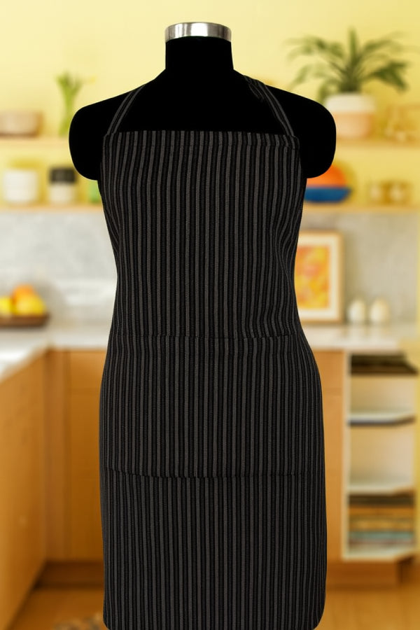 Cotton Designer Stripe Black Free Size Apron