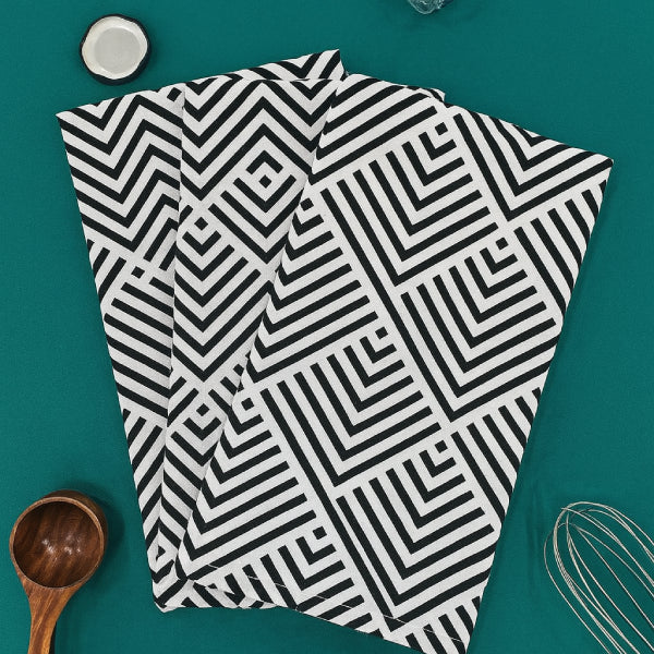 Cotton Diamond Check Kitchen Towels Pack Of 4