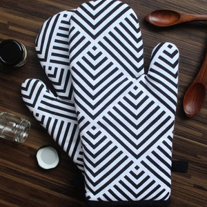 Cotton Diamond Check Oven Gloves Pack Of 2