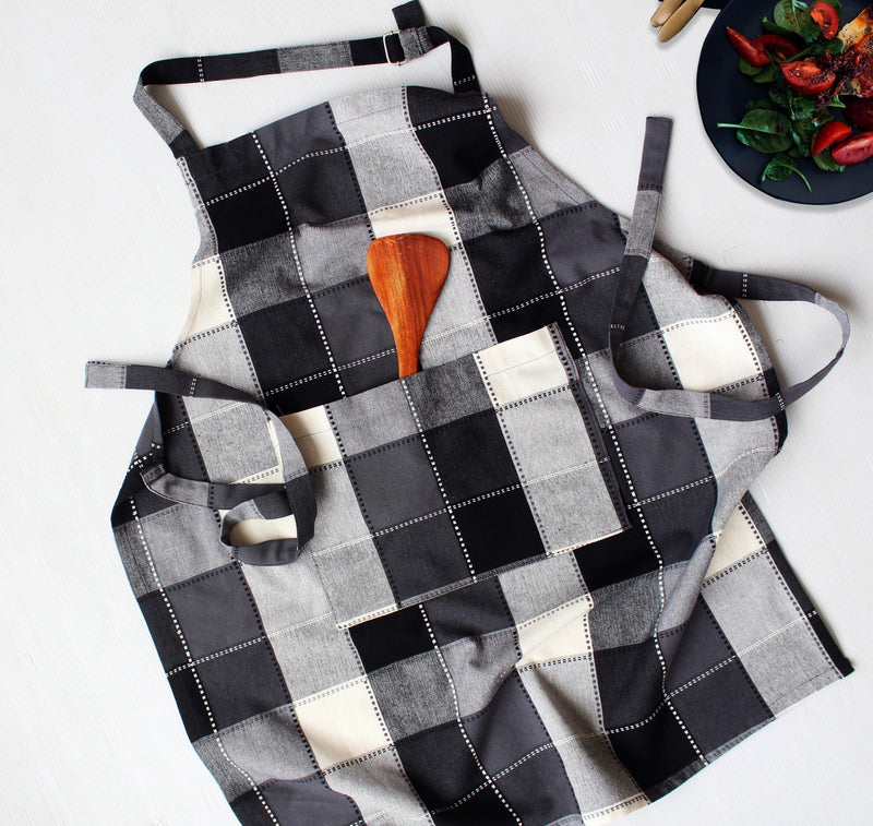 Cotton Dobby Black Free Size Apron