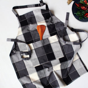 Cotton Dobby Black Free Size Apron